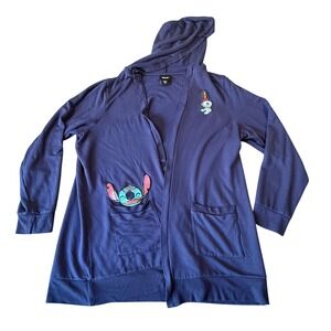 Disney Lilo & Stitch Scrump Open Front Hooded Cardigan Navy Blue Size 2 XL